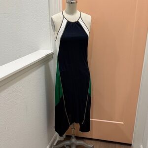 Elegant Navy and Green halter Women's Dress